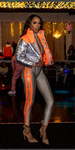 Orange & Silver Body Suit & Bubble Crop Jacket